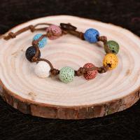 Bracelet de perles de lave, lave volcanique, multicolore, 10mm, Vendu par brin