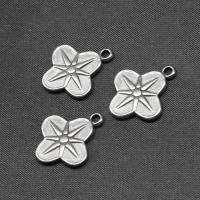 Stainless Steel Clover Pendant, Four Leaf Clover, silver color plated, DIY 