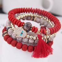 Wood Bracelets, Zinc Alloy, with Wood, plated 170mm 