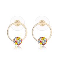 Cubic Zirconia Micro Pave Brass Earring, with Alloy, with rhinestone, golden, 17mm 