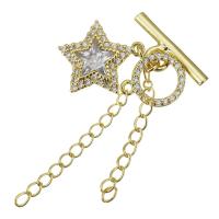 Brass Toggle Clasp, fashion jewelry & micro pave cubic zirconia & for woman, gold, 38mm 36mm 