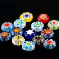 Millefiori Slice Lampwork Beads, Round, polished, DIY mixed colors 