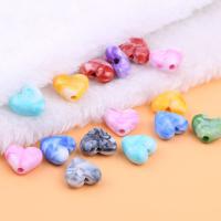 Zweifarbige Acryl Perlen, Herz, DIY, gemischte Farben, 15x16mm, 10PCs/Tasche, verkauft von Tasche