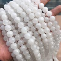 Weiße Chalcedon Perlen, Weiß Chalcedon, rund, poliert, frei von Nickel, Blei & Kadmium, Länge:ca. 38 cm, verkauft von Strang