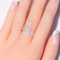 Zircon pavent l'anneau en laiton de doigt, Placage de couleur argentée, bijoux de mode & pavé de micro zircon & pour femme Vendu par PC