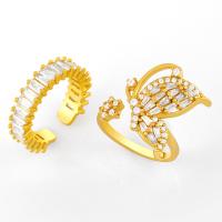 Zircon pavent l'anneau en laiton de doigt, avec zircone cubique, doré, 0.5cmuff0c2cm, Vendu par PC