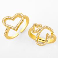 Zircon pavent l'anneau en laiton de doigt, avec zircone cubique, doré, 1.4cmuff0c1.7cm, Vendu par PC