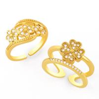 Zircon pavent l'anneau en laiton de doigt, avec zircone cubique, doré, 1.1cmuff0c1.2cm, Vendu par PC