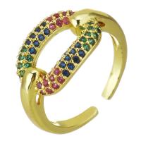 Zircon pavent l'anneau en laiton de doigt, Placage de couleur d'or, pavé de micro zircon & creux, 11mm Vendu par PC