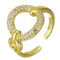 Zircon pavent l'anneau en laiton de doigt, Placage de couleur d'or, pavé de micro zircon & creux, 15mm Vendu par PC