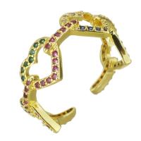 Zircon pavent l'anneau en laiton de doigt, Placage de couleur d'or, pavé de micro zircon & creux, 8.5mm Vendu par PC
