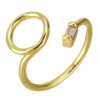 Zircon pavent l'anneau en laiton de doigt, Placage de couleur d'or, pavé de micro zircon & creux, 15mm Vendu par PC