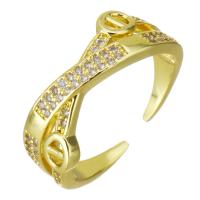 Zircon pavent l'anneau en laiton de doigt, Placage de couleur d'or, pavé de micro zircon, 5mm Vendu par PC