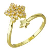 Cubic Zirconia Micro Pave Brass Finger Ring, gold color plated, micro pave cubic zirconia, 15mm, US Ring 
