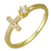 Cubic Zirconia Micro Pave Brass Finger Ring, gold color plated, micro pave cubic zirconia, 7mm, US Ring 