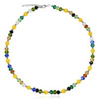 Cats Eye Necklace, with Glass, Round, silver color plated, for woman .68 Inch 