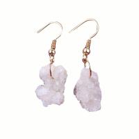 Agate Drop Earring, Ice Quartz Agate, with Brass, irregular, plated, for woman 10-25mm 
