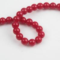 Glass Beads, Round, red, 8mm 