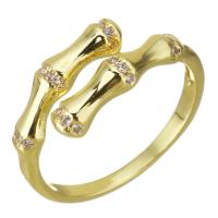 Cubic Zirconia Micro Pave Brass Finger Ring, gold color plated, micro pave cubic zirconia, 8mm, US Ring 