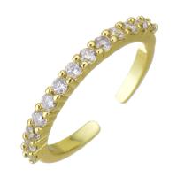 Cubic Zirconia Micro Pave Brass Finger Ring, gold color plated, micro pave cubic zirconia, 2mm, US Ring 