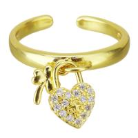 Cubic Zirconia Micro Pave Brass Finger Ring, gold color plated, micro pave cubic zirconia 3mm, US Ring 