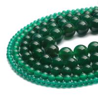 Natural Green Agate Beads, Round, polished, DIY green 