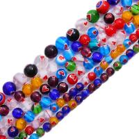 Millefiori Slice Lampwork Beads, Millefiori Lampwork, Round, polished, DIY mixed colors 