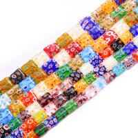 Millefiori Slice Lampwork Beads, Millefiori Lampwork, Rectangle, polished, DIY mixed colors 