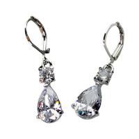 Zinc Alloy Leverback Earring, plated, micro pave cubic zirconia, mixed colors 