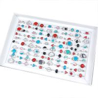 Edelstein Zink Legierung Fingerring, Zinklegierung, farbenfroh, 4x18mmuff0c11x24mm, 100PCs/Box, verkauft von Box
