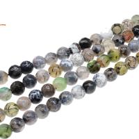 Natürliche Feuerachat Perlen, rund, poliert, facettierte, keine, Länge:ca. 38 , verkauft von Strang