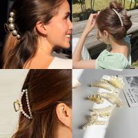 Hair Claw Clips, Zinc Alloy, with Plastic & Plastic Pearl, fashion jewelry & for woman 