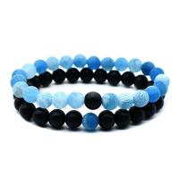 Gemstone Bracelets, Agate, with Natural Stone, Unisex & radiation protection, mixed colors, 8mm 