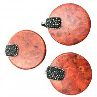 Natural Coral Pendants, Grass Coral, with Rhinestone Clay Pave, with rhinestone, mixed colors 