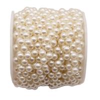 Mode Perlen Strang, ABS-Kunststoff-Perlen, beige, 6x12mmuff0c8x16mm, 9m/Spule, verkauft von Spule