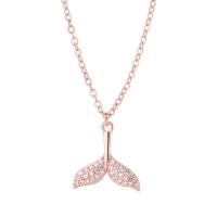 Cubic Zircon Micro Pave Brass Necklace, with 1.96 inch extender chain, Mermaid tail, plated, micro pave cubic zirconia & for woman Approx 15.74 Inch 