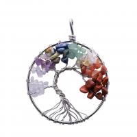 Pendentif arbre de vie, Gravier naturel, unisexe, plus de couleurs à choisir, 50mm, Vendu par PC