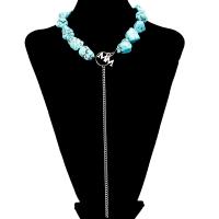 Turquoise Zinc Alloy Necklace, Natural Turquoise, with Zinc Alloy, plated, for woman, blue cm 