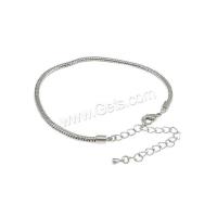 Brass European Bracelet Chain, with 2.5lnch extender chain, plated, snake chain 3mm Approx 7 Inch 
