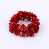 Pulseras de Coral naturales, elástico & para mujer, Rojo, 0.8mm, longitud:16 cm, Vendido por UD
