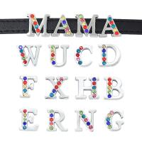 Zinc Alloy Slide Charm, Alphabet Letter, durable & DIY & with rhinestone 11-13mm Approx 8mm 