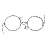 Couple Bracelet, Stainless Steel, with Zinc Alloy, with 1.96inch extender chain, Heart, with magnetic & for couple Approx 7 Inch 