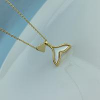 Brass Jewelry Necklace, with White Shell, Mermaid tail, 18K gold plated, for woman Approx 17.72 Inch 