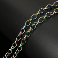 Stainless Steel Curb Chain, colorful plated, durable & DIY & twist oval chain, black 
