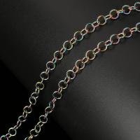 Rolo cadena del acero inoxidable, chapado en colorido, Sostenible & cadena Rolo, 5x1mm, 10m/Carrete, Vendido por Carrete