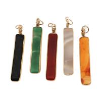 Agate Brass Pendants, with Agate, Rectangle, DIY 