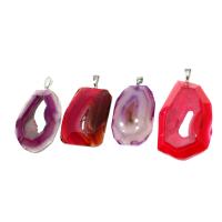 Agate Brass Pendants, with Agate, irregular, druzy style 