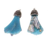 Agate Pendants de Quartz , laiton, avec argile & pierre gemme & agate quartz de glace, Irrégulière, DIY, bleu Vendu par PC