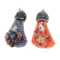 Agate Pendants de Quartz , laiton, avec argile & pierre gemme & agate quartz de glace, Irrégulière, DIY, plus de couleurs à choisir Vendu par PC