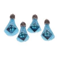 Agate Pendants de Quartz , laiton, avec argile & agate quartz de glace, Irrégulière, DIY, bleu Vendu par PC